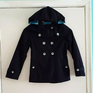 London Fog Girls Lightweight Black Trench Coat Size S (7/8)